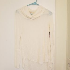 Sheer Long Sleeve Cowl Neck